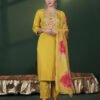 1818e27e-4e62-484b-8500-1a04952314f2 Radiant Mustard Yellow Embroidered Kurta Set with Floral Dupatta