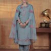 19c0c071-1f62-47fa-b264-ca6e7faab283 Midnight Blue Floral Printed Silk Kurta & Pant Set