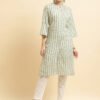 Sage Green Zig-Zag Print Cotton Kurta & Straight Pant Set