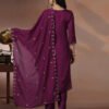 Royal Plum Wine Embroidered Silk Kurta & Scalloped Dupatta Set