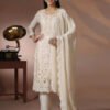 Ethereal Ivory Floral Cutwork Kurta Set with Scalloped Dupatta