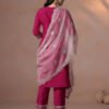 Regal Rani Pink Embroidered Kurta Set with Contrast Scalloped Dupatta