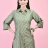 d845f2ff-8591-4eb8-8fe7-0af96399824d Sage Green Botanical Print Collared Tunic Kurti